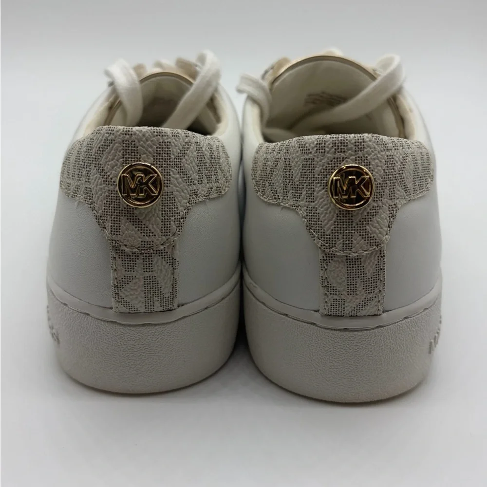 Michael Kors Leather‎ Tennis Shoes, White & Gold, Women's Size 5.5